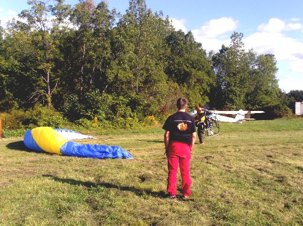 Chris Miller on the airstrip - Andre Zeman in the foreground