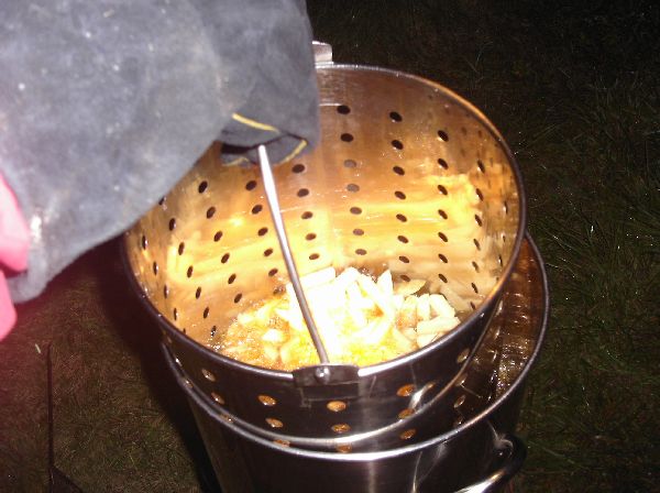 Chips (fries) cooking at the field