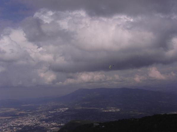 Pilot performing SATs in his paraglider